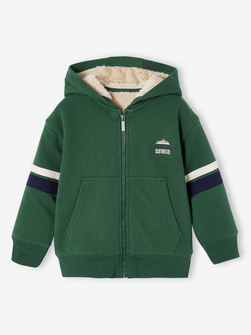 Jungen Kapuzensweatjacke mit Teddyfleece-Futter - grün